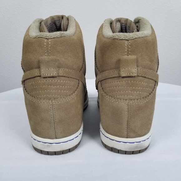 Nike Sky High Athleisure Streetwear Hidden Wedge Brown Suede Sneakers Size 8.5 - Picture 6 of 12